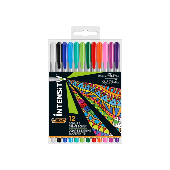 Fineliner Bic Intensity medium assorti pak à 12 stuks