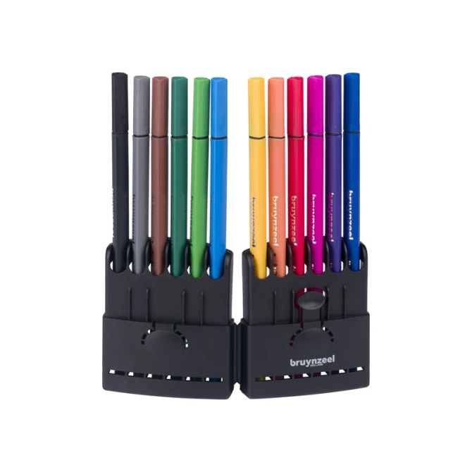 Fineliner Bruynzeel Teens etui à 12 kleuren