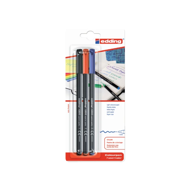 Fineliner edding 1200 001-003 fijn assorti blister à 3 stuks