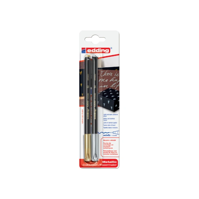 Fineliner edding 1200 053-054 fijn zilver en goud blister à 2 stuks