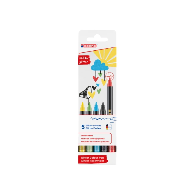 Fineliner edding 1200 fijn glitter assorti set à 5 stuks
