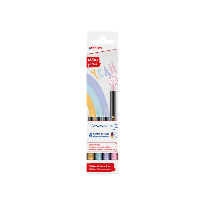 Fineliner edding 1200 fijn glitter pastel assorti set à 4 stuks