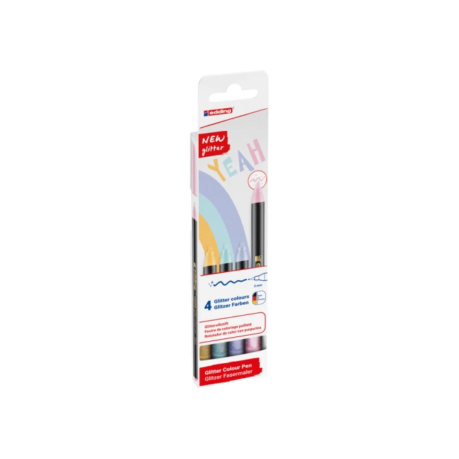 Fineliner edding 1200 fijn glitter pastel assorti set à 4 stuks