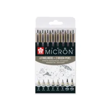 Fineliner en brushpen Sakura Pigma Micron koudgrijs set à 8 stuks assorti