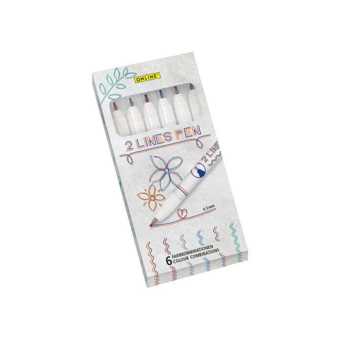 Fineliner Online 2-lijnen assorti doos à 6 stuks