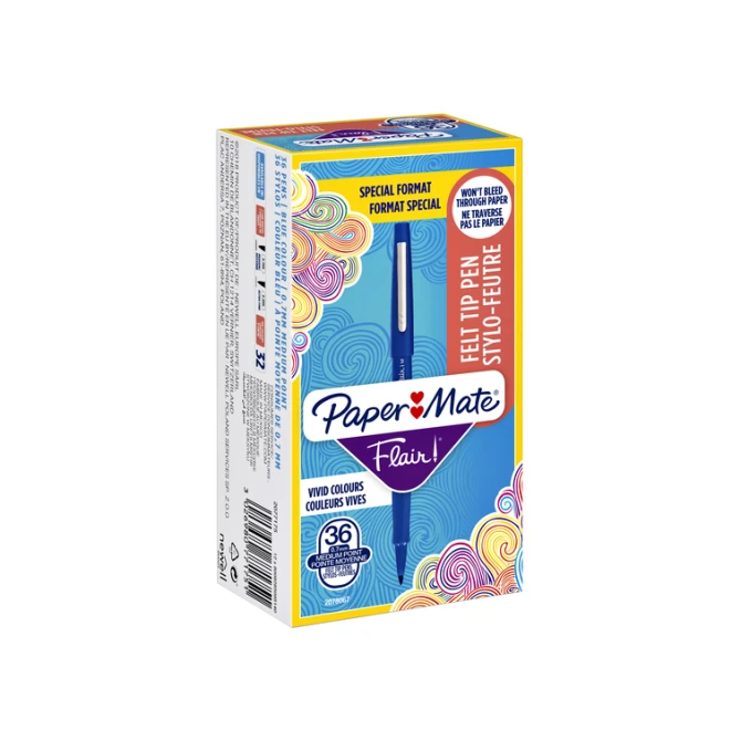 Fineliner Paper Mate Flair Original medium blauw valuepack à 36 stuks