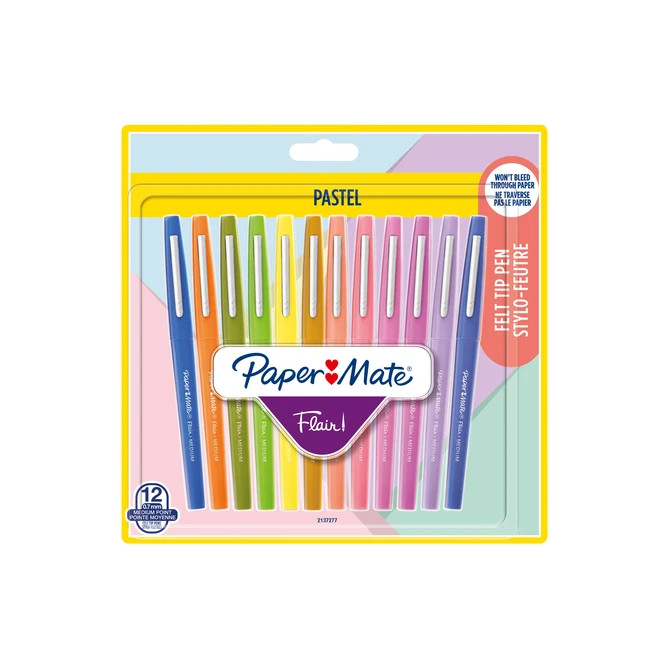 Fineliner Paper Mate Flair Pastel blister à 12 kleuren