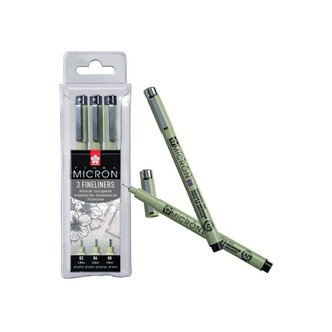 Fineliner Sakura pigma micron blister 3 stuks zwart