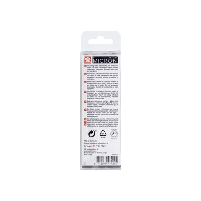 Fineliner Sakura Pigma Micron koelgrijs set 4 maten