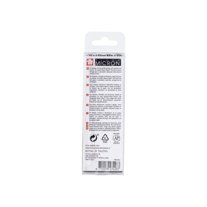 Fineliner Sakura Pigma Micron lichtgrijs set 4 maten
