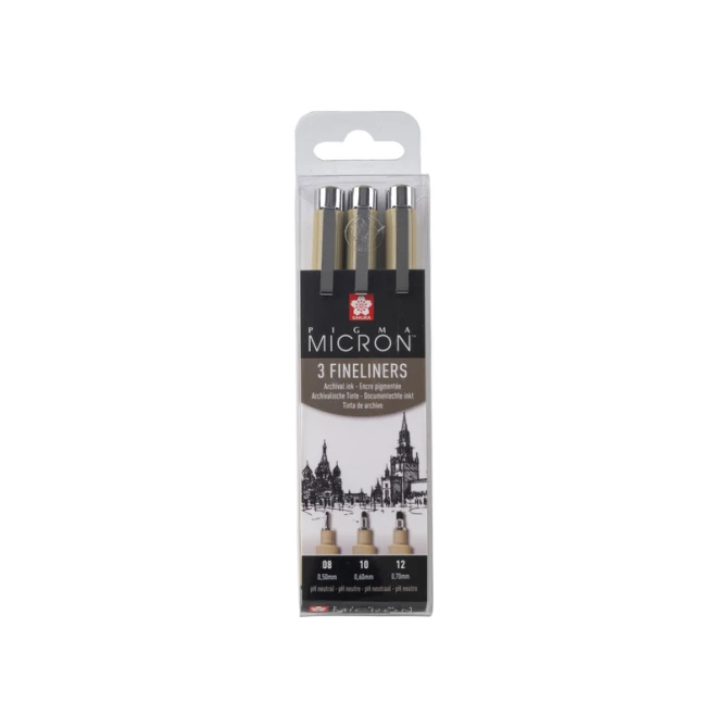 Fineliner Sakura Pigma Micron set à 3 schrijfbreedtes zwart