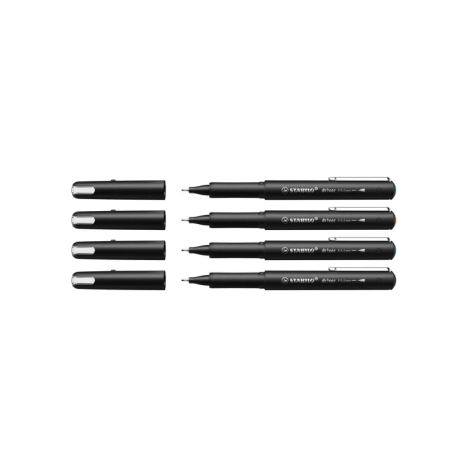 Fineliner STABILO dr!ver fijn assorti 4 stuks