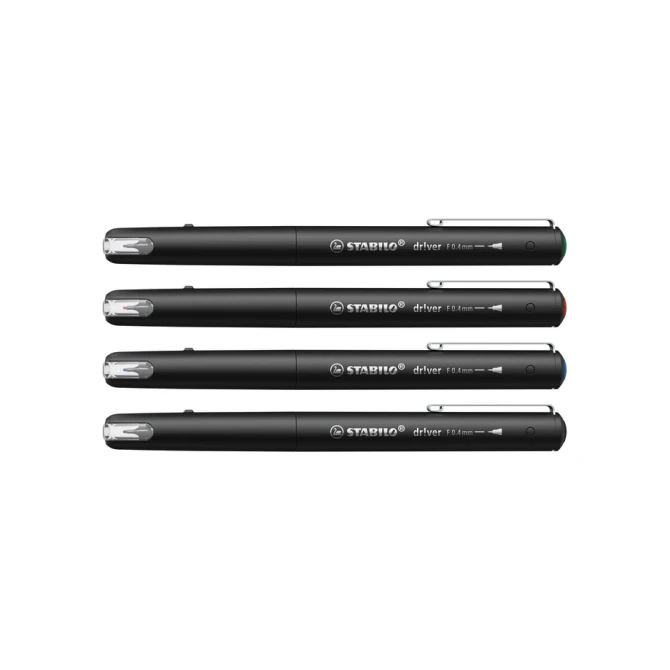 Fineliner STABILO dr!ver fijn assorti 4 stuks