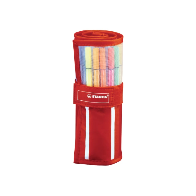 Fineliner STABILO pen 68/30 rollerset rood assorti set à 30 stuks