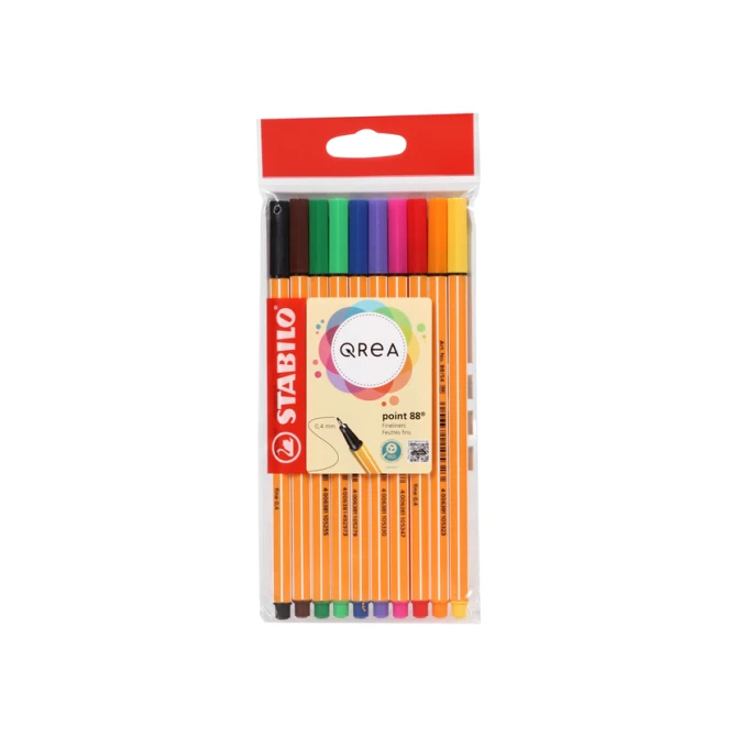 Fineliner STABILO Point 88/10 Qrea Edition fijn assorti 10 stuks