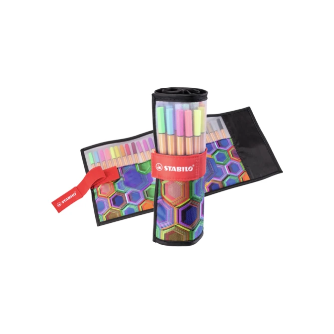 Fineliner STABILO point 88/25 Arty rollerset zwart fijn ass 25st