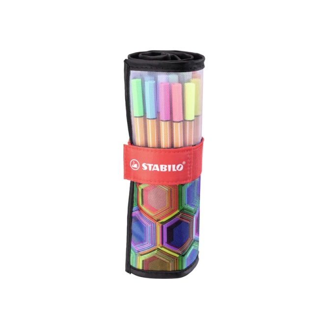 Fineliner STABILO point 88/25 Arty rollerset zwart fijn ass 25st