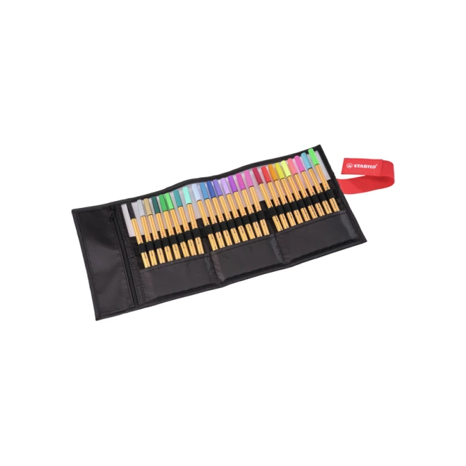 Fineliner STABILO point 88/25 Arty rollerset zwart fijn ass 25st