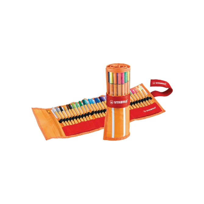 Fineliner STABILO point 88/30 rollerset oranje/rood fijn assorti 30st
