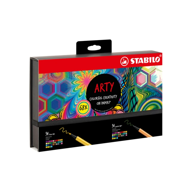 Fineliner STABILO point 88 & Pen 68  Arty creative assorti luxe box à 68 stuks