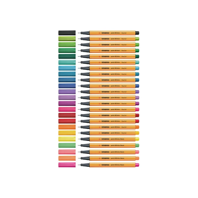 Fineliner STABILO point 88 Animal Vibes mini fijn assorti blister à 8 stuks