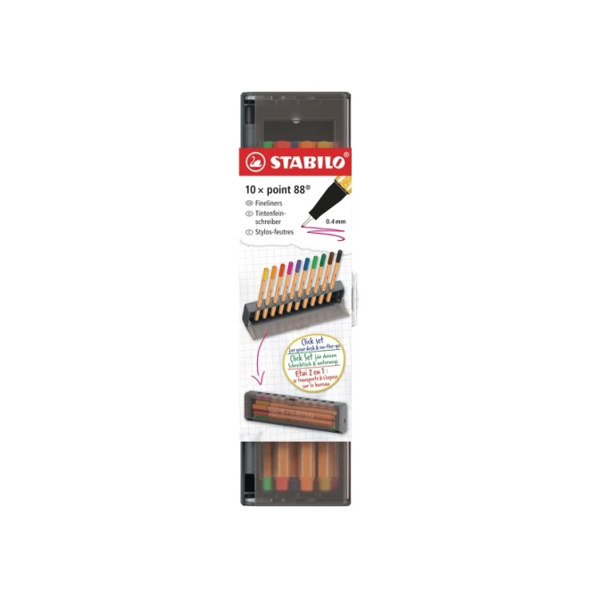 Fineliner STABILO point 88 fijn clickset à 10 kleuren