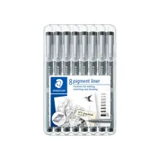 Fineliner Staedtler Pigment 308 zwart 8 stuks