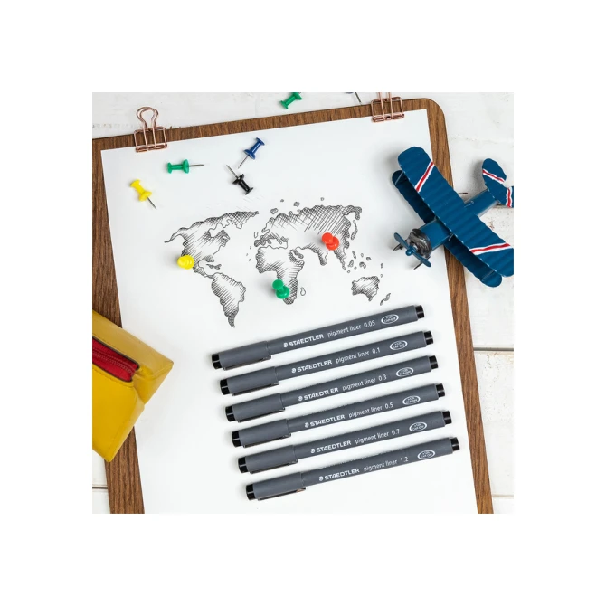 Fineliner Staedtler Pigment 308 zwart set 4 stuks