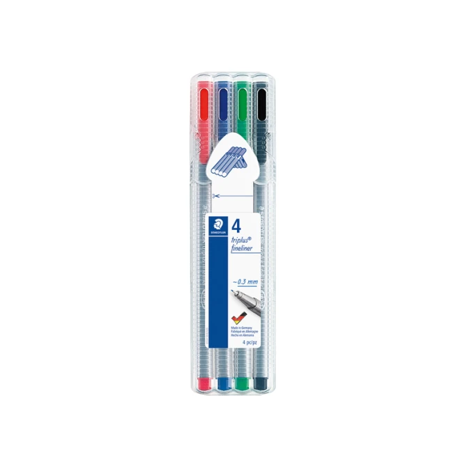 Fineliner Staedtler Triplus 334 assorti 0.3mm 4 stuks