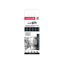 Fineliner Uni-ball Pin ASP009 set à 5 breedtes zwart