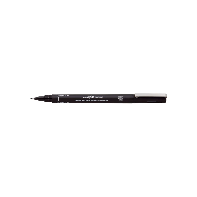 Fineliner Uni-ball Pin beitelpunt 1mm zwart