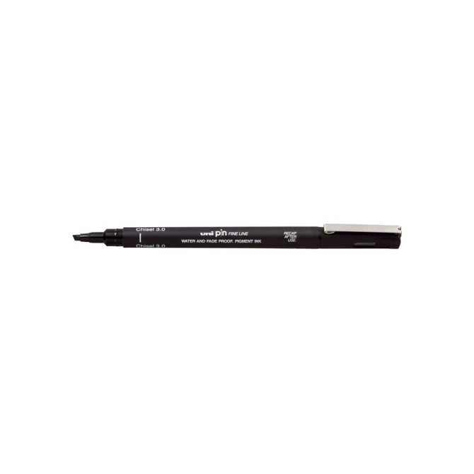 Fineliner Uni-ball Pin beitelpunt 3mm zwart
