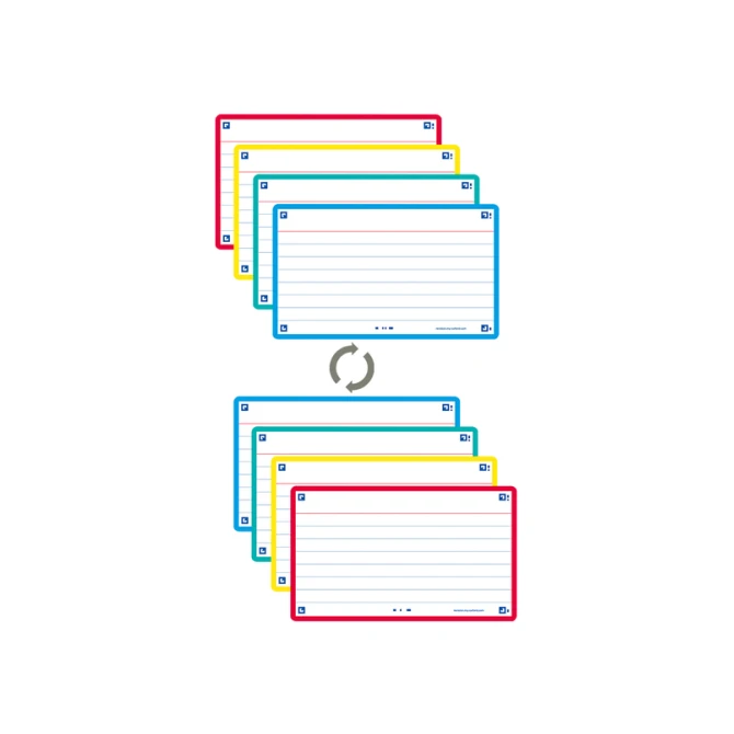 Flashcard Oxford 2.0 75x125mm 80 vel 250gr lijn assorti
