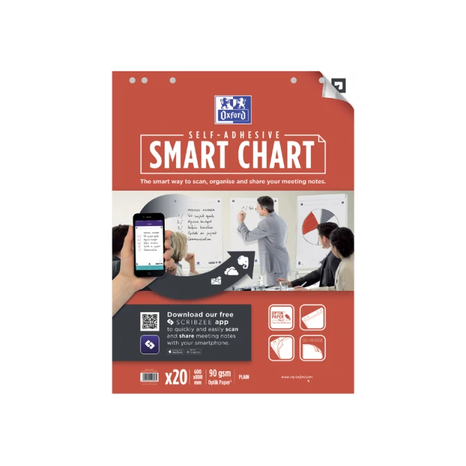 Flipoverpapier Oxford smart 60x80cm zelfklevend blanco 90gr 20 vel