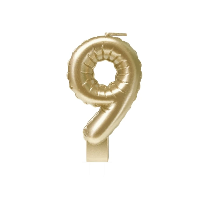 Foil balloon candle gold 9