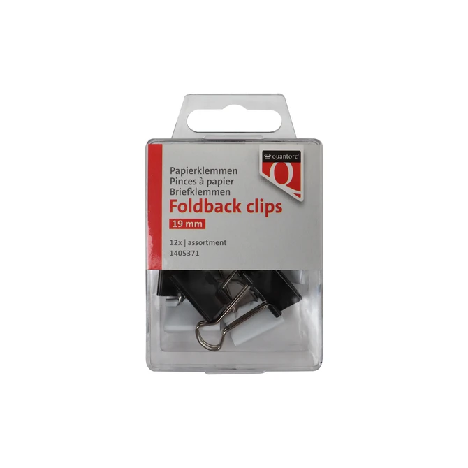 Foldback clips Quantore 19 mm assorti 12 stuks