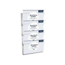 Folderhouder Europel 4x A4 wand liggend koppelbaar transparant Folderhouder Europel 4x A4 wand liggend koppelbaar transparant