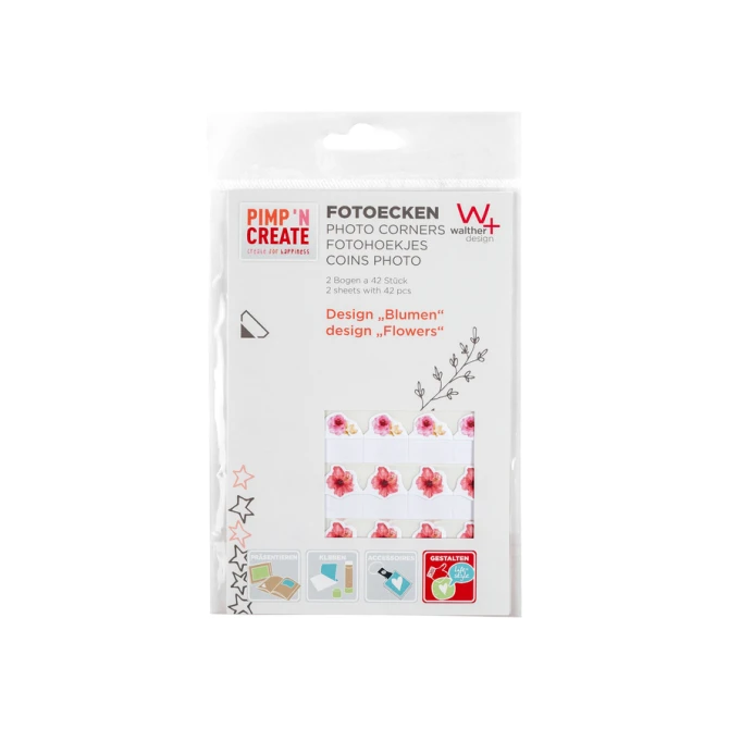 Fotohoeken walther design bloemen 2 vellen à 42 stuks