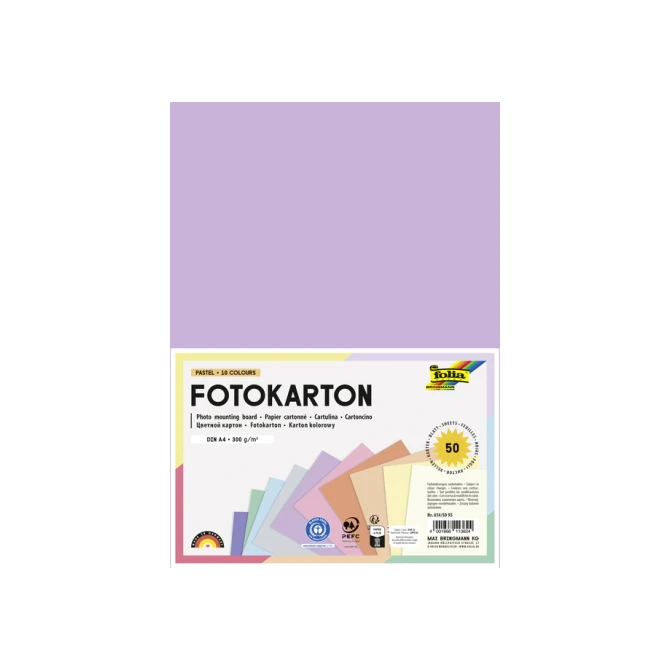 Fotokarton Folia 300gr A4 50vel pastelkleuren