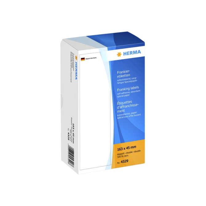 Frankeeretiket HERMA 4329 dubbel 163x45mm 500stuks