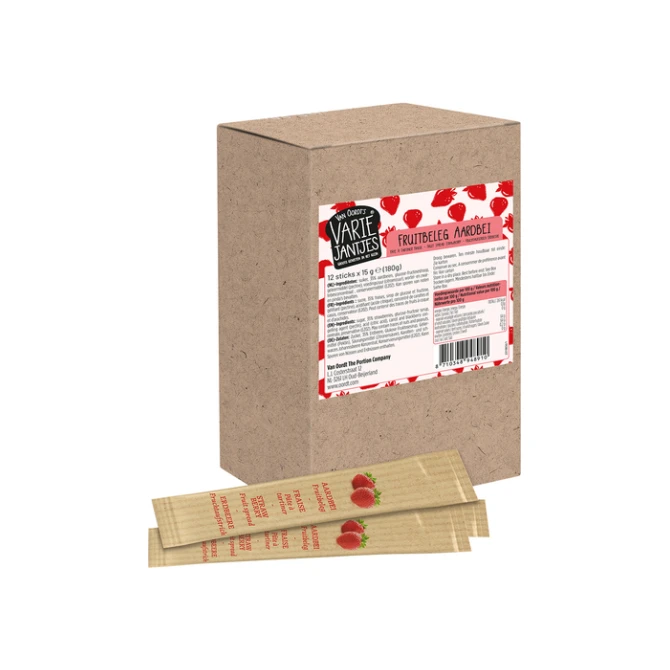 Fruitbeleg van Oordt VarieJantjes aardbeien 12x15 gram sticks
