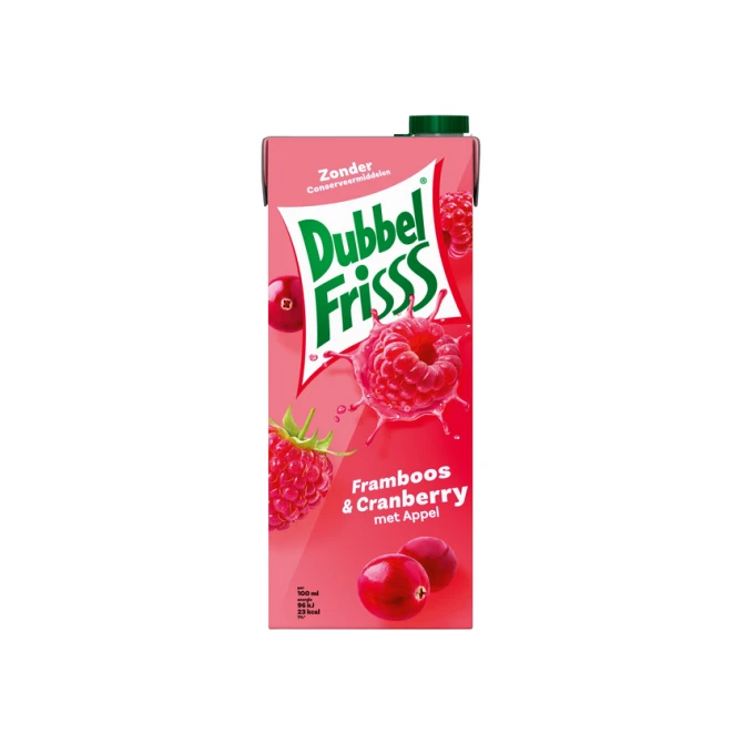 Fruitdrank DubbelFrisss framboos zwarte bes pak 1500ml