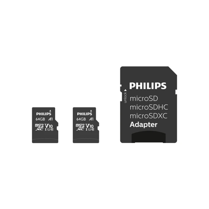 Geheugenkaart Philips micro SDXC Class 10 UHS-I U1 64GB 2 stuks