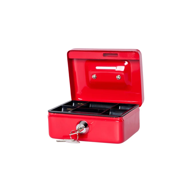Geldkist MAUL met muntgleuf en slot 125x95x60mm rood