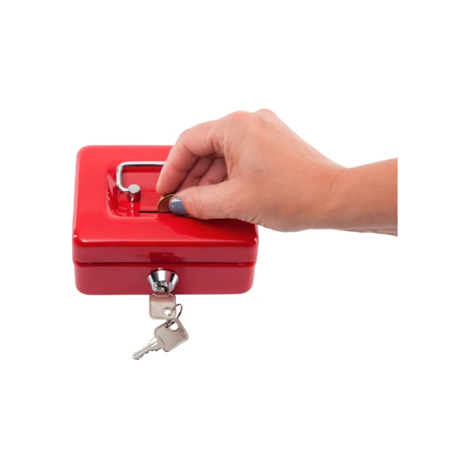 Geldkist MAUL met muntgleuf en slot 125x95x60mm rood