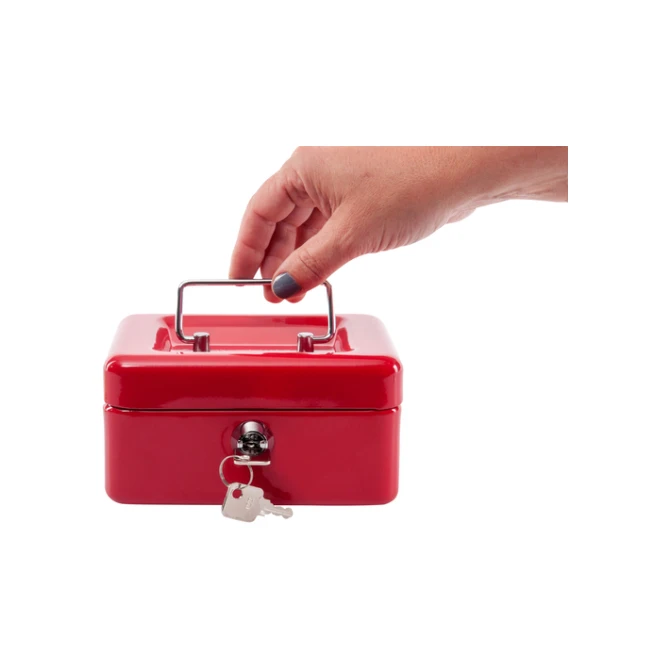 Geldkist MAUL met muntgleuf en slot 125x95x60mm rood