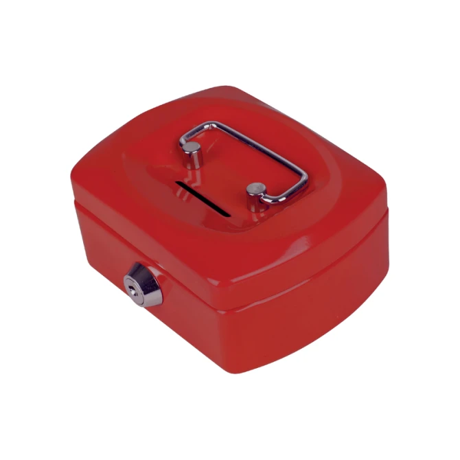 Geldkist Pavo met muntgleuf 125x95x60mm rood