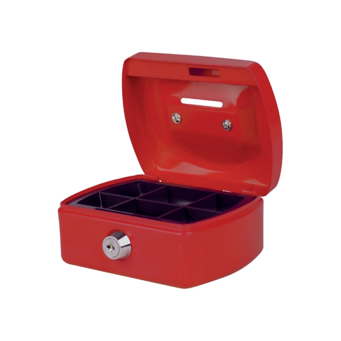 Geldkist Pavo met muntgleuf 125x95x60mm rood