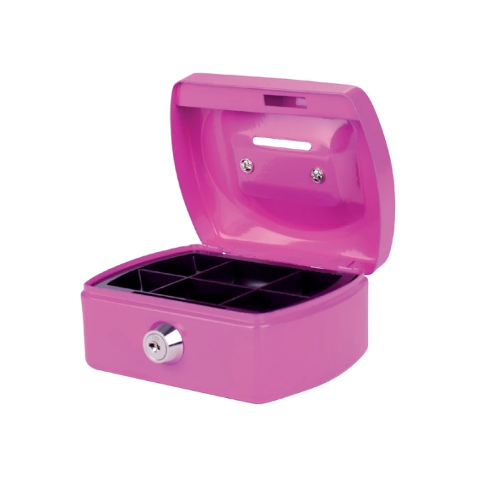 Geldkist Pavo met muntgleuf 125x95x60mm roze