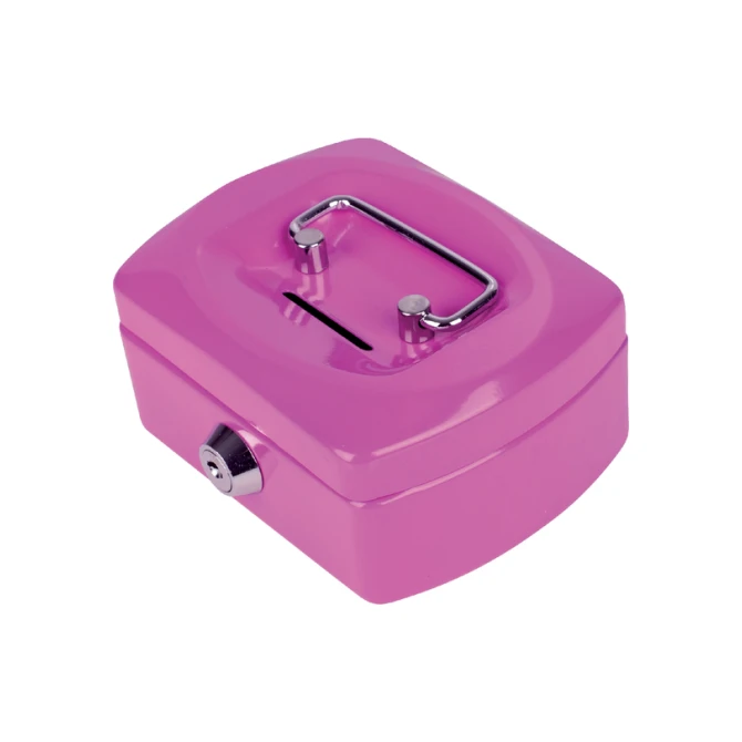 Geldkist Pavo met muntgleuf 125x95x60mm roze